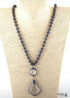 Boho Necklace, RH Antique Brass Lava Stone Glass